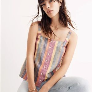Madewell Rainbow Stripe Button Front Tank